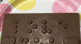 “Love You” Braille Chocolate Bars.