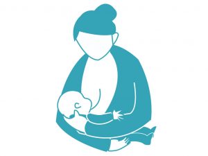 Cartoon of woman breastfeeding baby