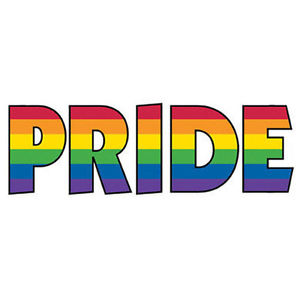 Says pride in rainbow colors