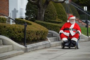 Man in wheelchair dressed as Santa
